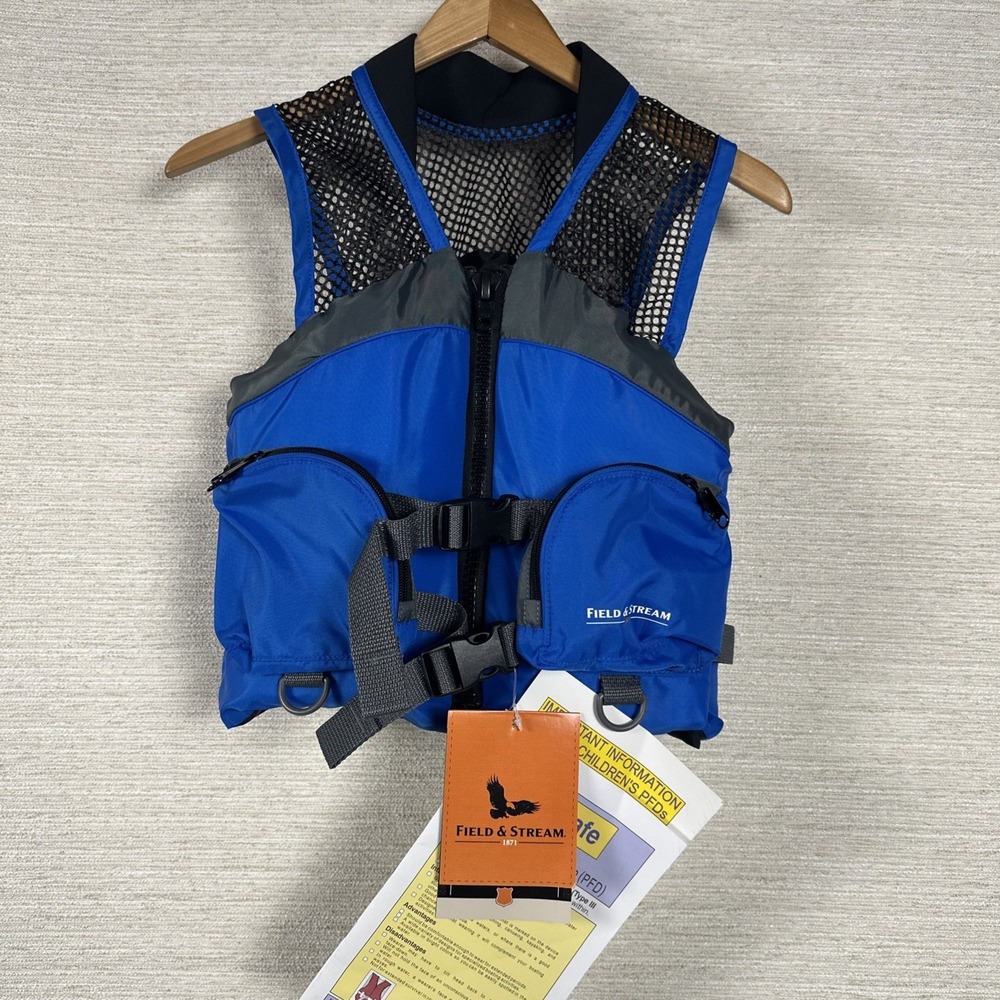 Field & Stream Youth Fishing Life Vest PFD Type III Blue 50-90 lbs Kayak Boating